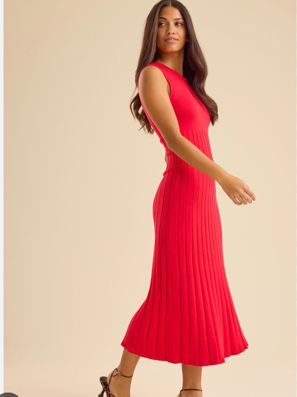 New Altard State Sleeveless Red Ribbed Midi Sweater Dress Medium